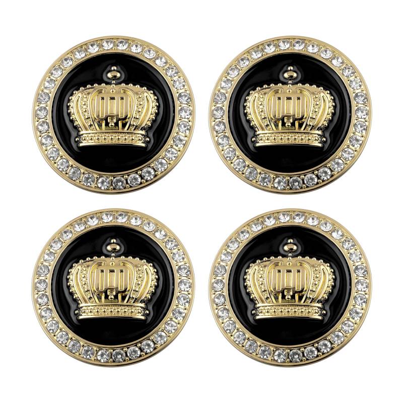 Diamant Krone Emblem Auto Aufkleber Kristall Krone Aufkleber Personalisierte Aufkleber Passend für Fahrzeug Kofferraum Kühlschrank Aufkleber (Gold und Schwarz, 2.5 inch) von KonGnY