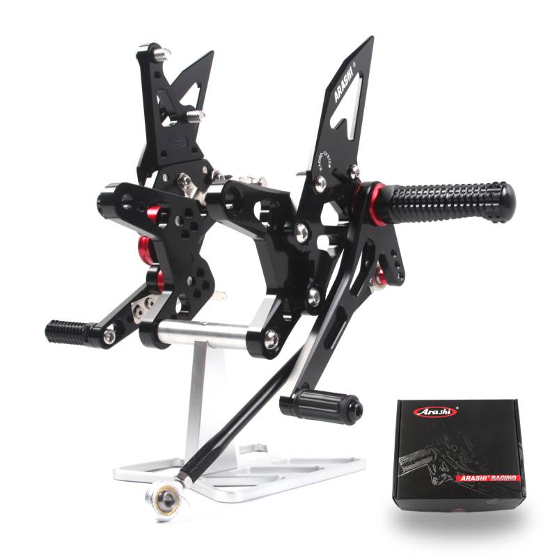 (Version2.0) Verstellbare Rearsets für Ninja ZX6R ZX636 2007 2008 Hintere Sets Fußrasten Fußbretter Zubehör ZX-6R ZX-636 Schwarz 07 08 von Konerstone