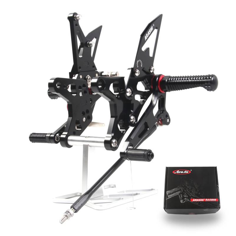 (Version2.0) Verstellbare Rearsets für Ninja ZX6R ZX636 2015 2016 2017 Hintere Sets Fußrasten Fußbretter Zubehör ZX-6R ZX-636 Schwarz 15 16 17 von Konerstone