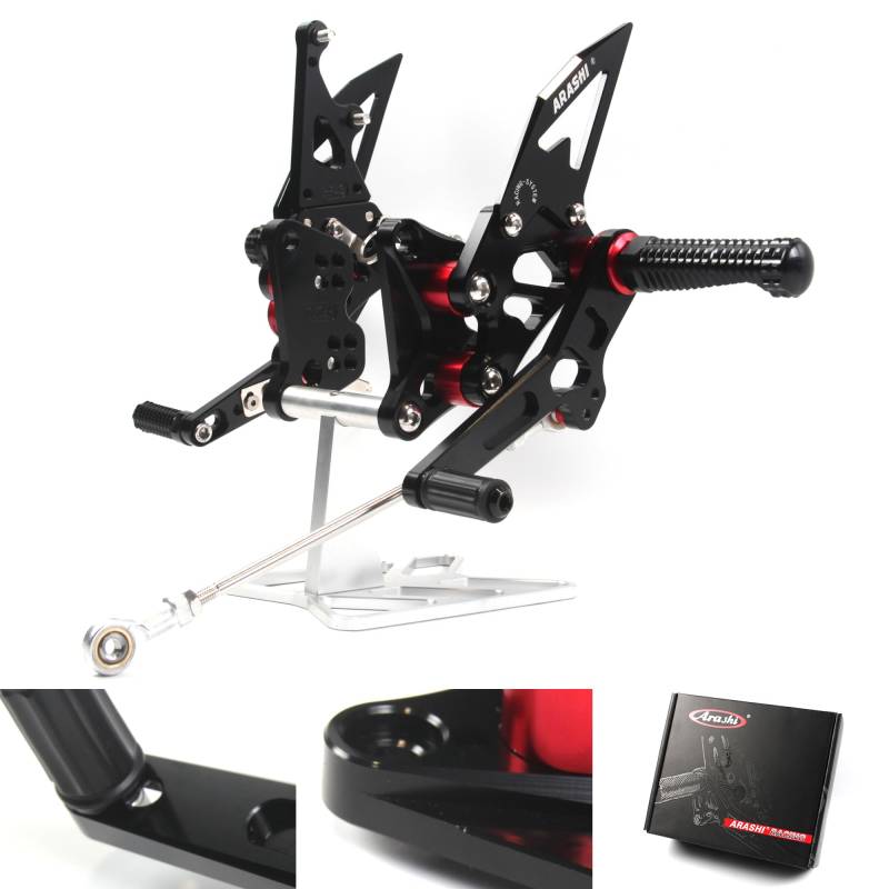 (Version2.0) Verstellbare Rearsets für Suzuki Hayabusa GSXR 1300 2008-2020 Gen 2 Hintere Sets Zubehör Fußrasten Fußrasten Fußrasten GSXR1300 GSX-R 1300 Schwarz 2014 2015 2016 2017 2018 von Konerstone