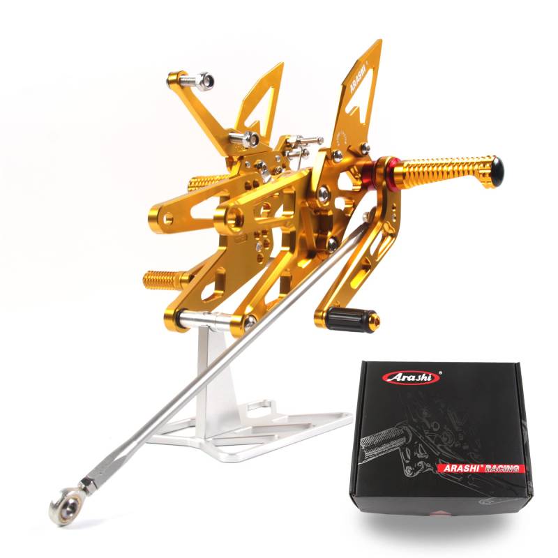 (Version2.0) Verstellbare Rearsets für YZF R6 2003 2004 2005 Hintere Sets Fußrasten Fußbretter Zubehör Gold 03 04 05 von Konerstone