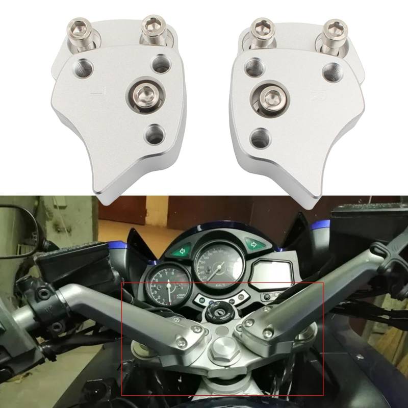 Konforhom 2,5 cm vordere silberne Lenker-Abstandshalter Kit für Yamaha FJR1300 2001-2005 von Konforhom