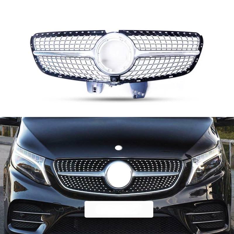 Konforhom Auto-Silber-Frontgrill für Mercedes Benz V-Klasse W447 V250 V260 V260L 2021 von Konforhom