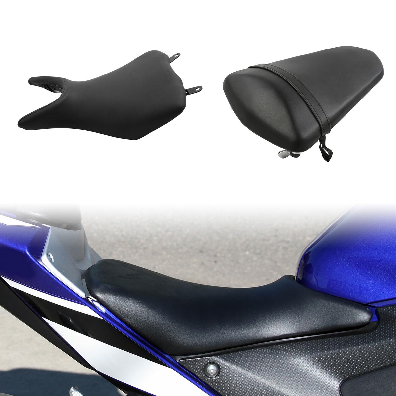 Konforhom Schwarzer Fahrer- und Pessengersitz, passend für Yamaha YZF R3 YZF-R3 2015–2024 MT03 2020–2024 von Konforhom