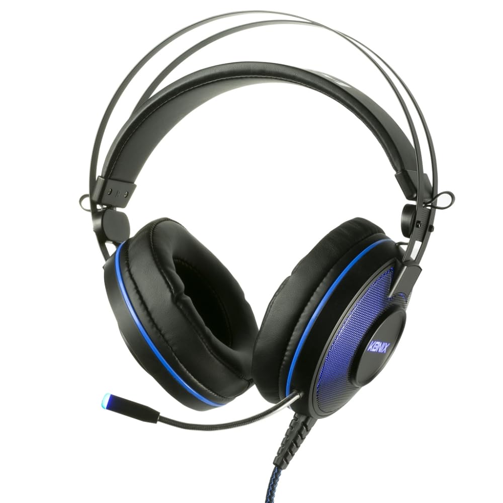 Konix Mythics Kabelgebundenes Gaming-Headset PS-U700 7.1 für PS4-50-mm-Lautsprecher - Mikrofon - 1,8-m-Kabel - USB-Anschluss - Schwarz und Blau von Konix