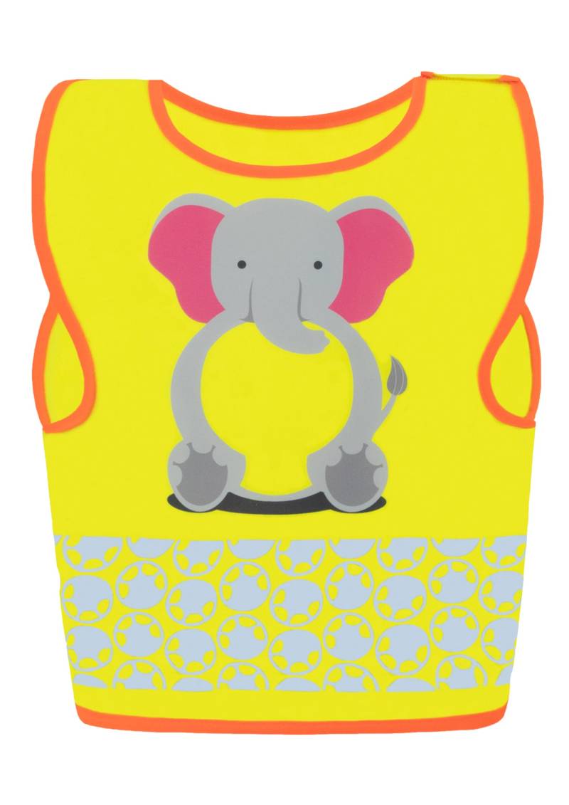 Korntex Kinder Warnweste Funtastic Wildlife - CO2 Neutral - Signal-Gelb Elefant - XXS von Korntex