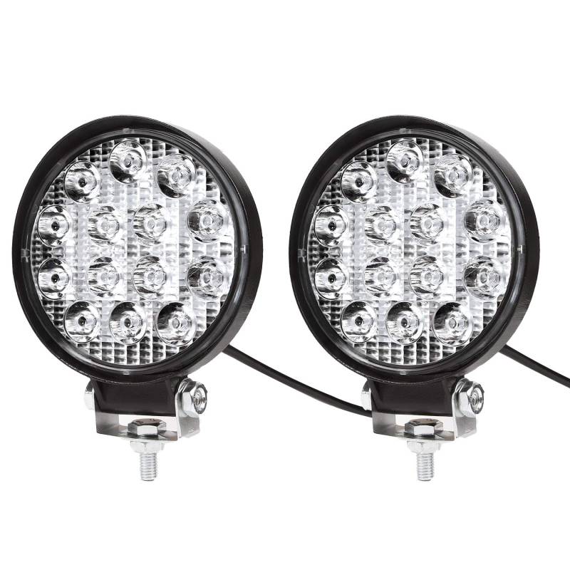 Kraumi LED Arbeitsscheinwerfer, 2 X 42W Quadrat LED Offroad Zusatzscheinwerfer 12V 24V Scheinwerfer IP67 Wasserdicht Rückfahrscheinwerfer für Trecker Bagger SUV, UTV, ATV von Kraumi