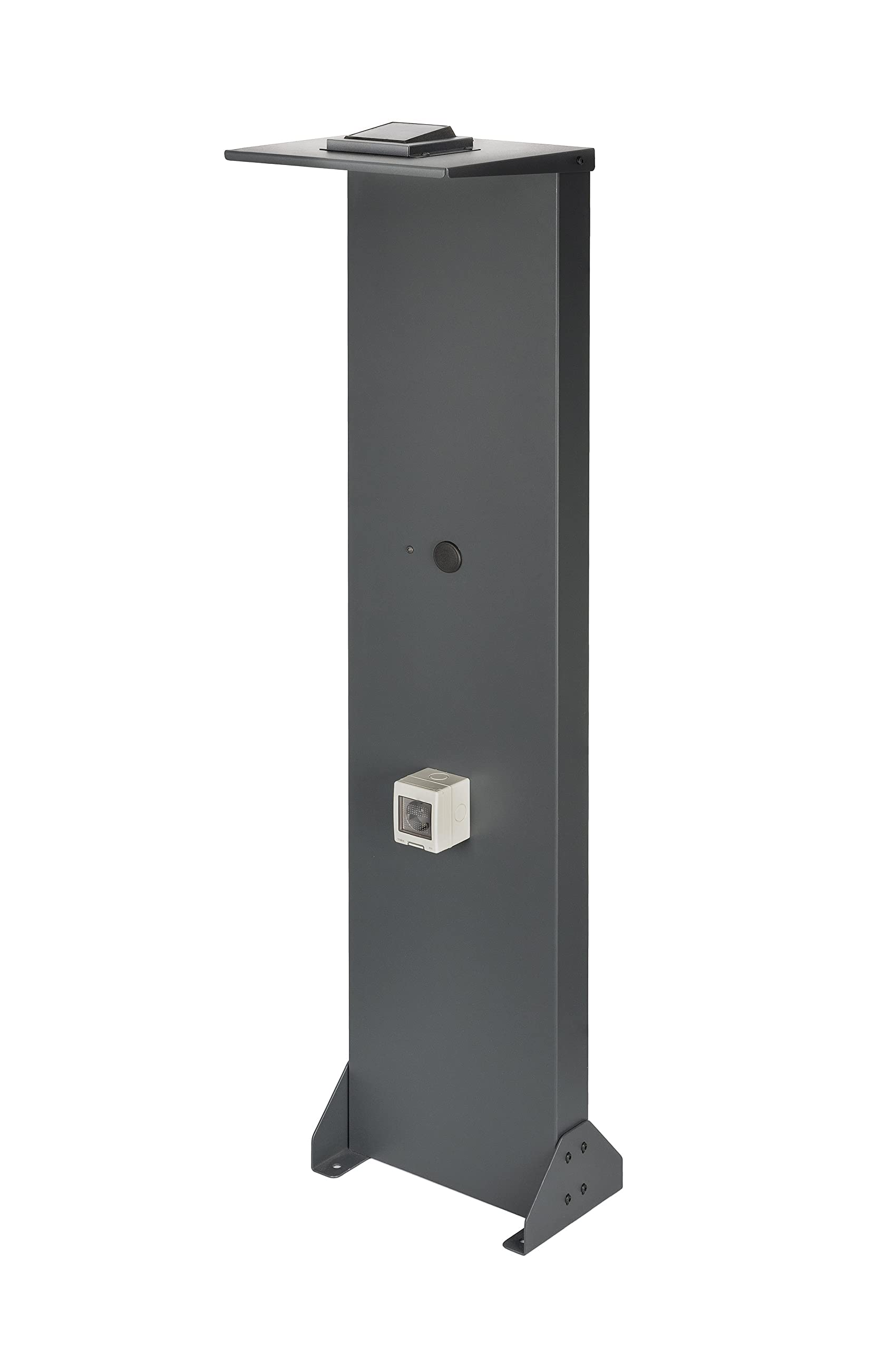 Kreainvent Universeller Premium-Design Wallbox-Standfuß aus Aluminum mit Dach und 16A, 3,7kW Steckdose (Dach mit Solarlampe, Anthrazit, Aluminum) von Kreainvent