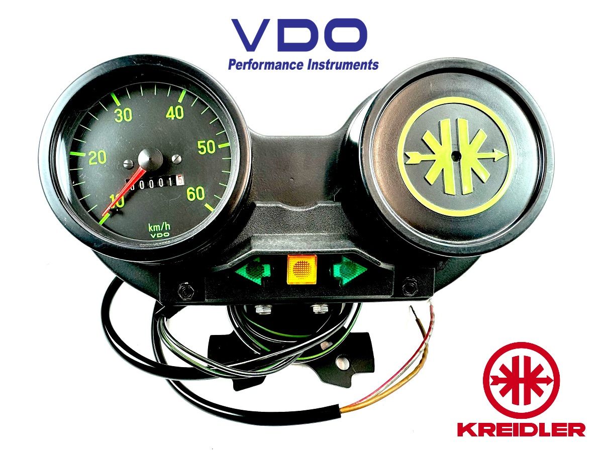 Kreidler Flory VDO Cockpit grün vollständig mit Tacho 60km/h und Verkabelung von Kreidler