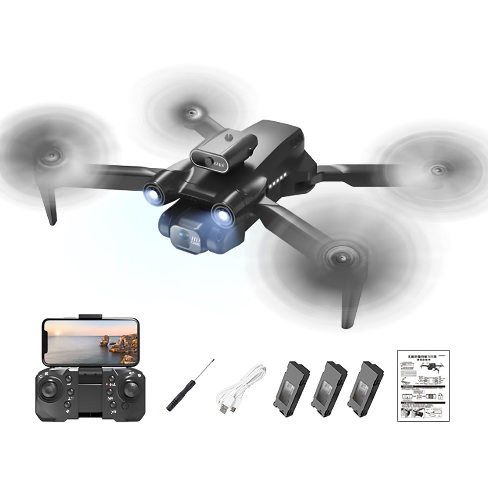 Kripyery RC-Drohne mit 8K HD-kompatibler Kamera, Dual-Kamera-Luft-Drohne, Mini-Drohne, faltbare Drohne, bürstenlose 360-Grad-Quadcopter Spielzeug für Kinder, Erwachsene, Anfänger, ferngesteuert Sc von Kripyery