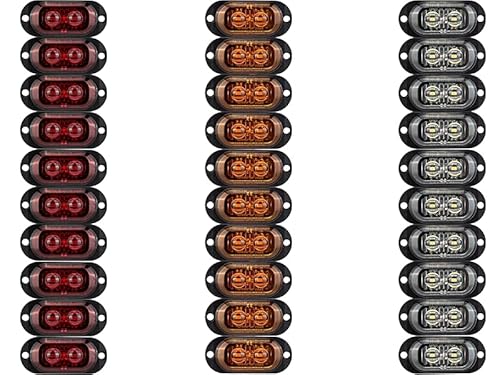 Krtopo 30X Seitenmarkierungsleuchte 12/24V Anhänger Ecke Seitenleuchte Licht für LKW Wohnwagen (Rot+Gelb+Weiß) von Krtopo