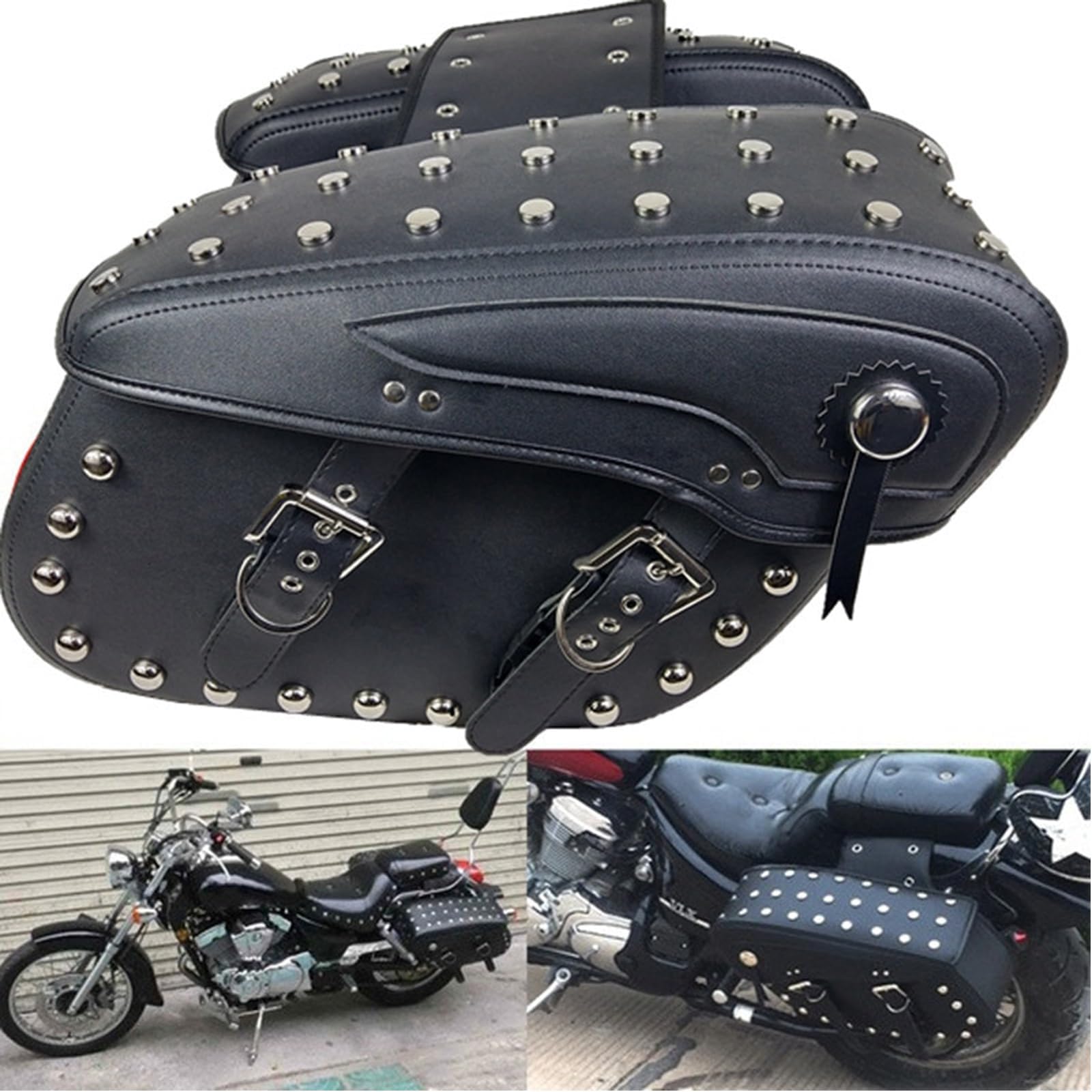 Krtopo Vintage Satteltaschen 16L Motorrad Sitz Schwanz PU wasserdichte Seitensattel Taschen Gepäck Tasche mit Großer Kapazität von Krtopo