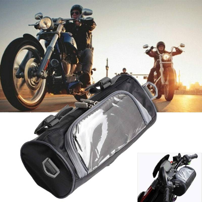 Motorrad Lenker Tasche, Fahrt-Große Kapazität Touchscreen Kleine Tasche Abnehmbarer Schultergurt Wasserdicht-Motorrad Vorderlenker Gabel Aufbewahrungstasche Behälter 2.5L von Krtopo