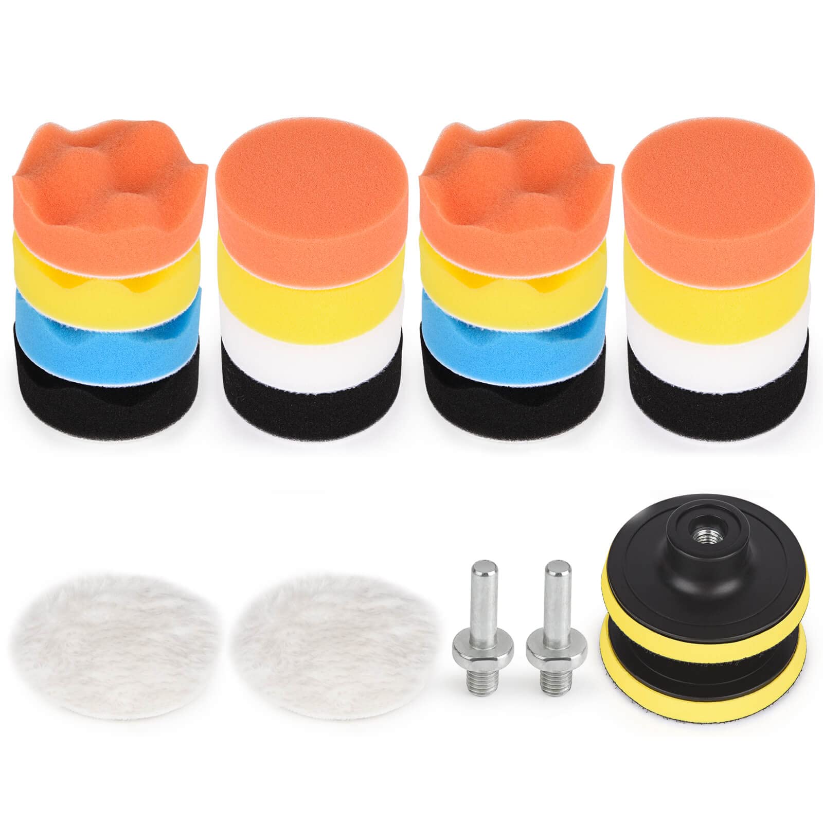 Kshineni 80mm Polierschwämme Pads,22tlg Schwämme Pad Polierschwamm Auto Polieren Pad Set für Exzenter Poliermaschine Schleifmaschine Polierpad zum Polieren, Schleifen, Wachsen von Kshineni