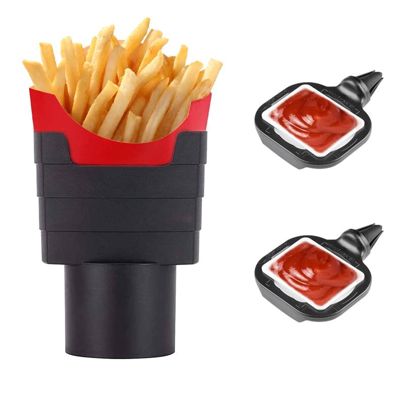 Ksvaye 3 Stück Pommes Halter Auto Saucenhalter Clip-Set Pommes Frites Rack Pommesständer aus Kunststoff mit Soßenhalter Pommes-Becherhalter Auto Innenzubehör von Ksvaye