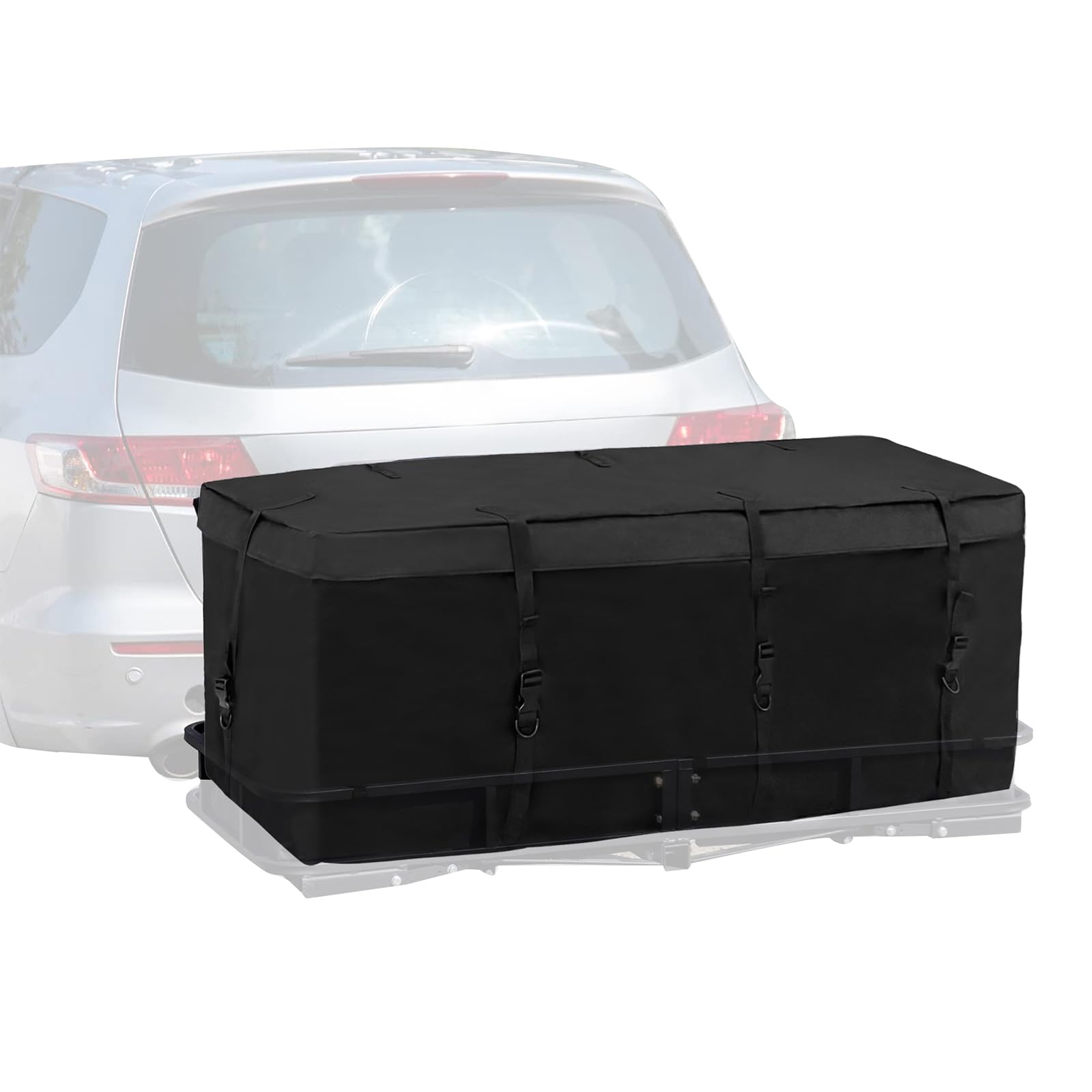 2 IN 1 Dachgepäckträger & Dachbox, Heckbox 135x51X51cm Hintere Gepäckbox Gepäcktasche für Anhängerkupplung mit Riemen, wasserdichte Dachtaschen für Reisen und Gepäcktransport von Kuabiz