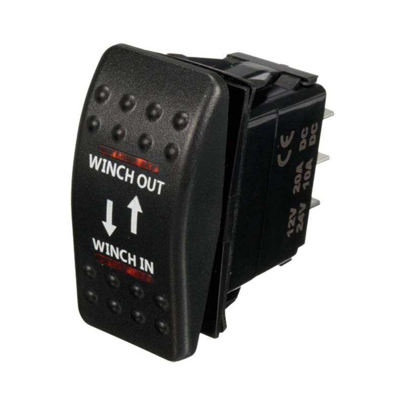 Kufughty 12V 20A Winch In Winch Out EIN-AUS-EIN Wippschalter 7-Polige LED Rot von Kufughty