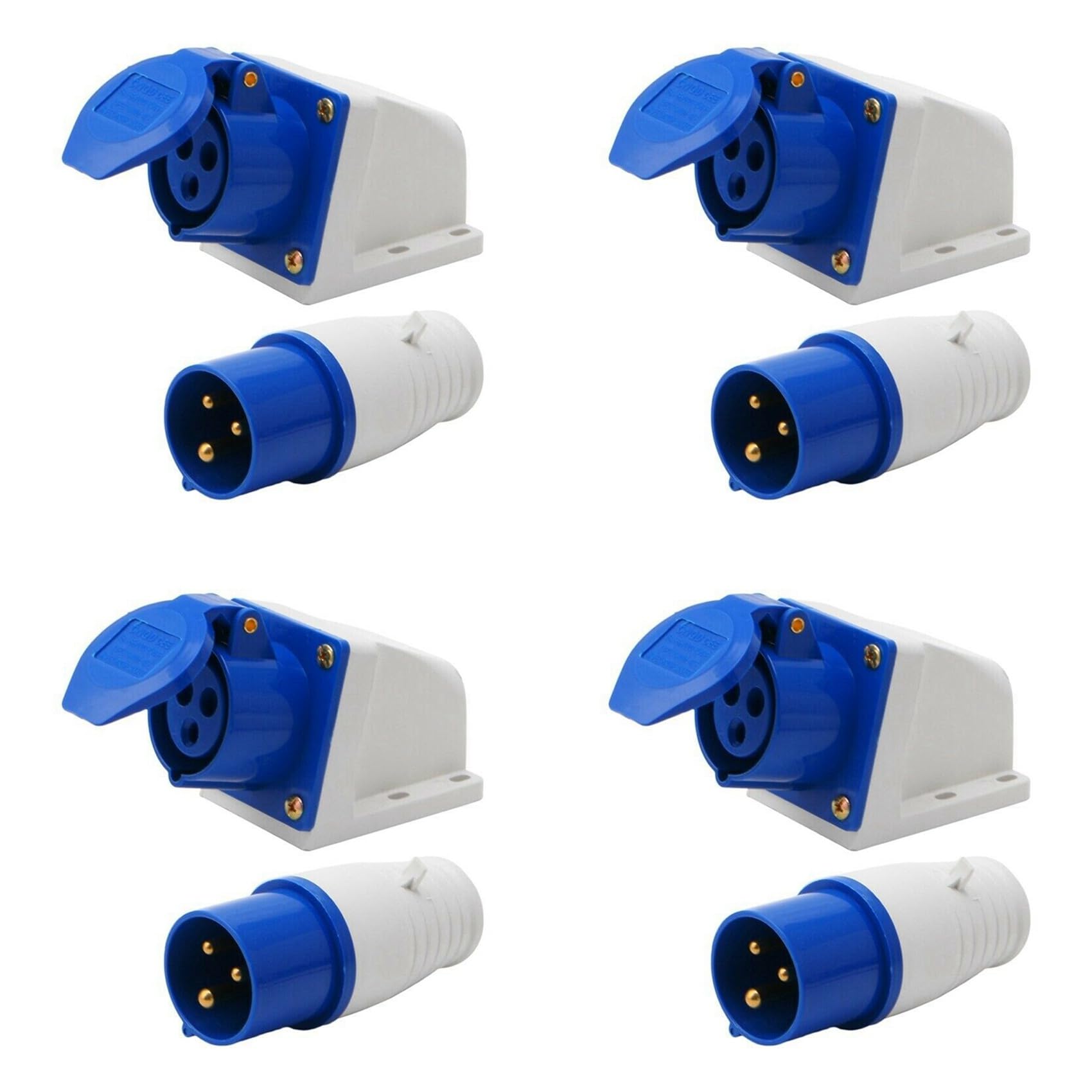 Kufughty 4X 16 Amp 3 Pin Embedded Verbindung wasserdichte Stecker Steckdose von Kufughty