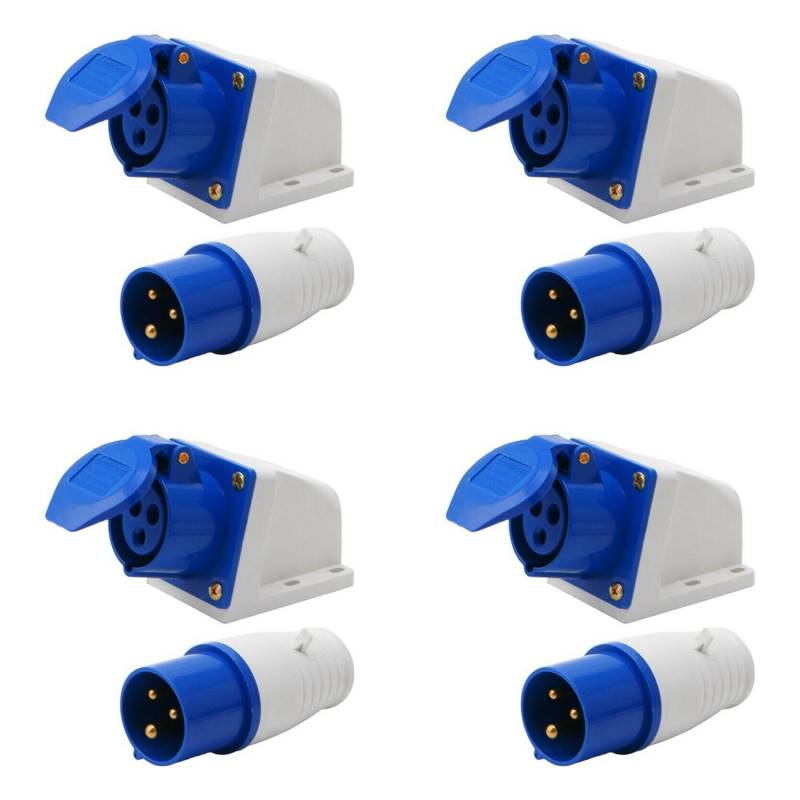 Kufughty 4X 16 Amp 3 Pin Embedded Verbindung wasserdichte Stecker Steckdose von Kufughty