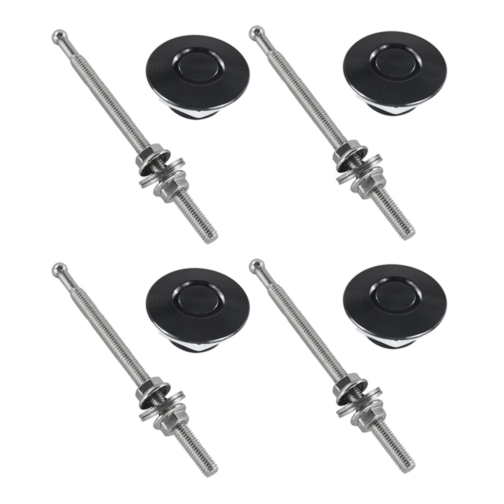 Kufughty 4X Schnell Verschluss Latch Nummern Schild Verschluss 1,25 Legierung Motor Haube Stifte Verschluss Clip Kit für StoßFäNger Motor Haube Nummern Schild 4 (Schwarz) von Kufughty