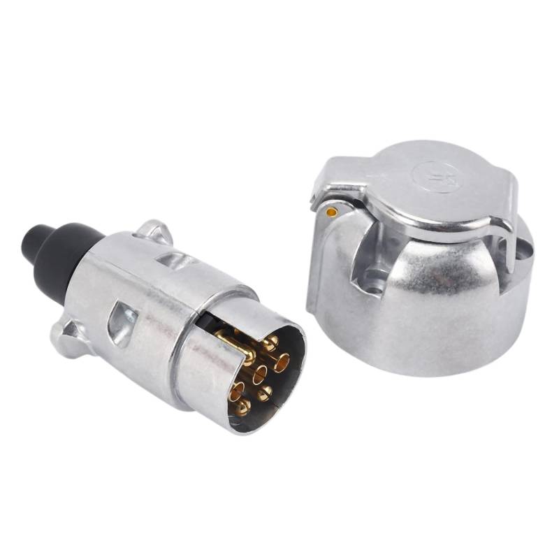 Kufughty Anhänger Zubehör - 7 Poliger Anhänger Stecker, 12 V Dosen, Anhänger Kupplung zum Abschleppen Von 7 Poligen Metall Anhänger Kupplungen von Kufughty