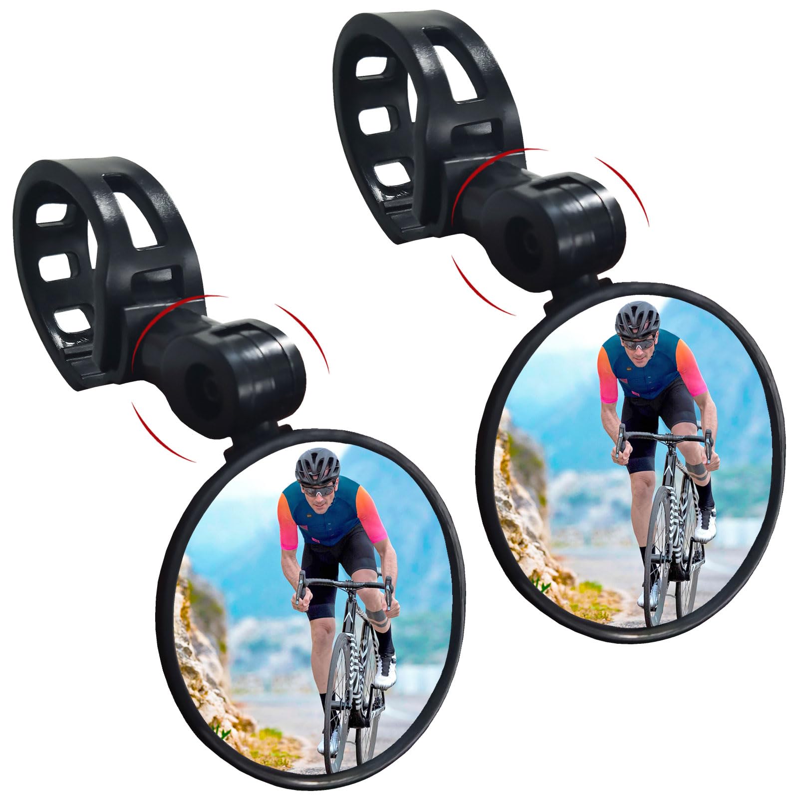 2 Stück Fahrrad Spiegel, Universal Mountainbike Reflektor Hd 360 Grad Drehung Acryl Konvexer Radfahren Reiten Rückspiegel für Road Bike Radfahren Geländefahrzeuge E-bike usw (5cm Kreis) von Kugooyi