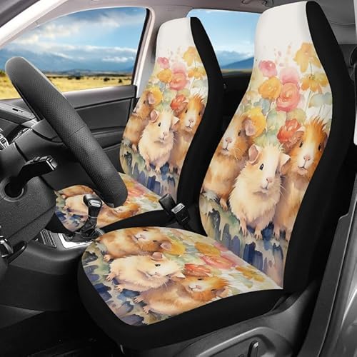 Kuiaobaty Niedliche Meerschweinchen-Familie Automotive Interior Protector Cover Front rutschfeste Auto Sitzbezug Universal Fit für die meisten Autos Auto LKW von Kuiaobaty