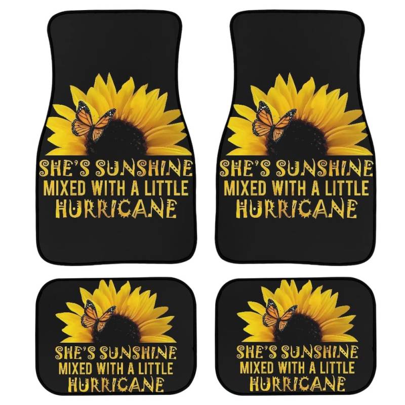 Kuiaobaty She's Sunshine Bodenmatte mit Sonnenblumen-Druck, Schutzzubehör, langlebig, rutschfest, passend für die meisten Autos, SUVs, Vans, LKWs, Limousinen von Kuiaobaty