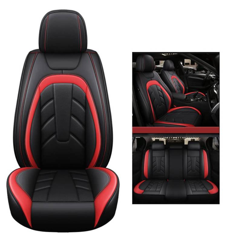 Kuifan Sitzbezüge Auto Autositzbezüge Universal Set für Jeep Wrangler Wrangler S Wrangler JL Wrangler Jk Wrangler Atmungsaktiv Wasserdicht,Schwarz Rot von Kuifan