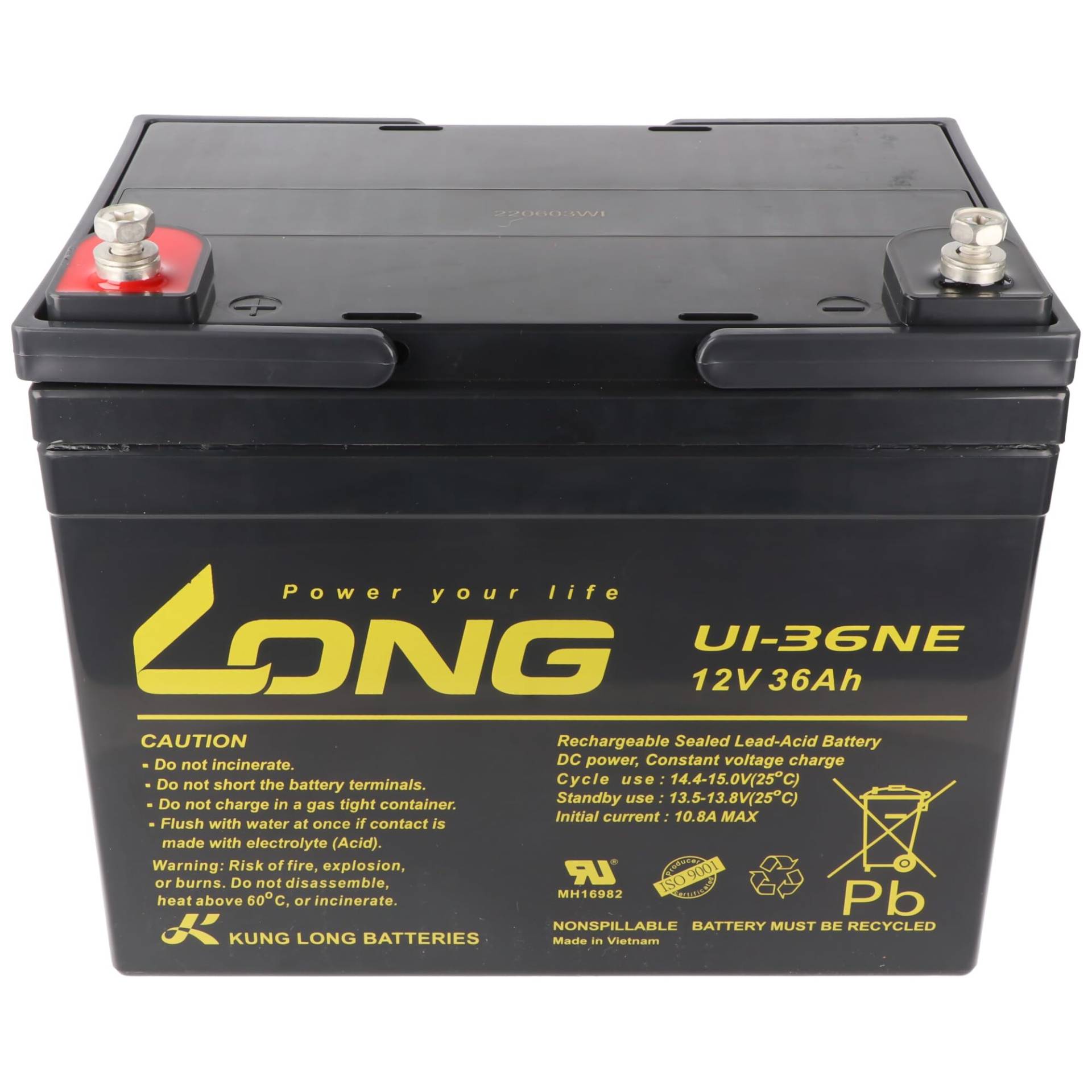 Kung Long U1-36NE Akku Blei 12 Volt 36Ah mit von Kung Long