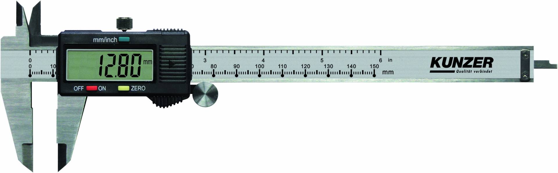 KUNZER 7EMS01 Messschieber – elektronisch mit digitaler Anzeige - Messbereich 0-150 mm – Edelstahl - inkl. Batterie von Kunzer