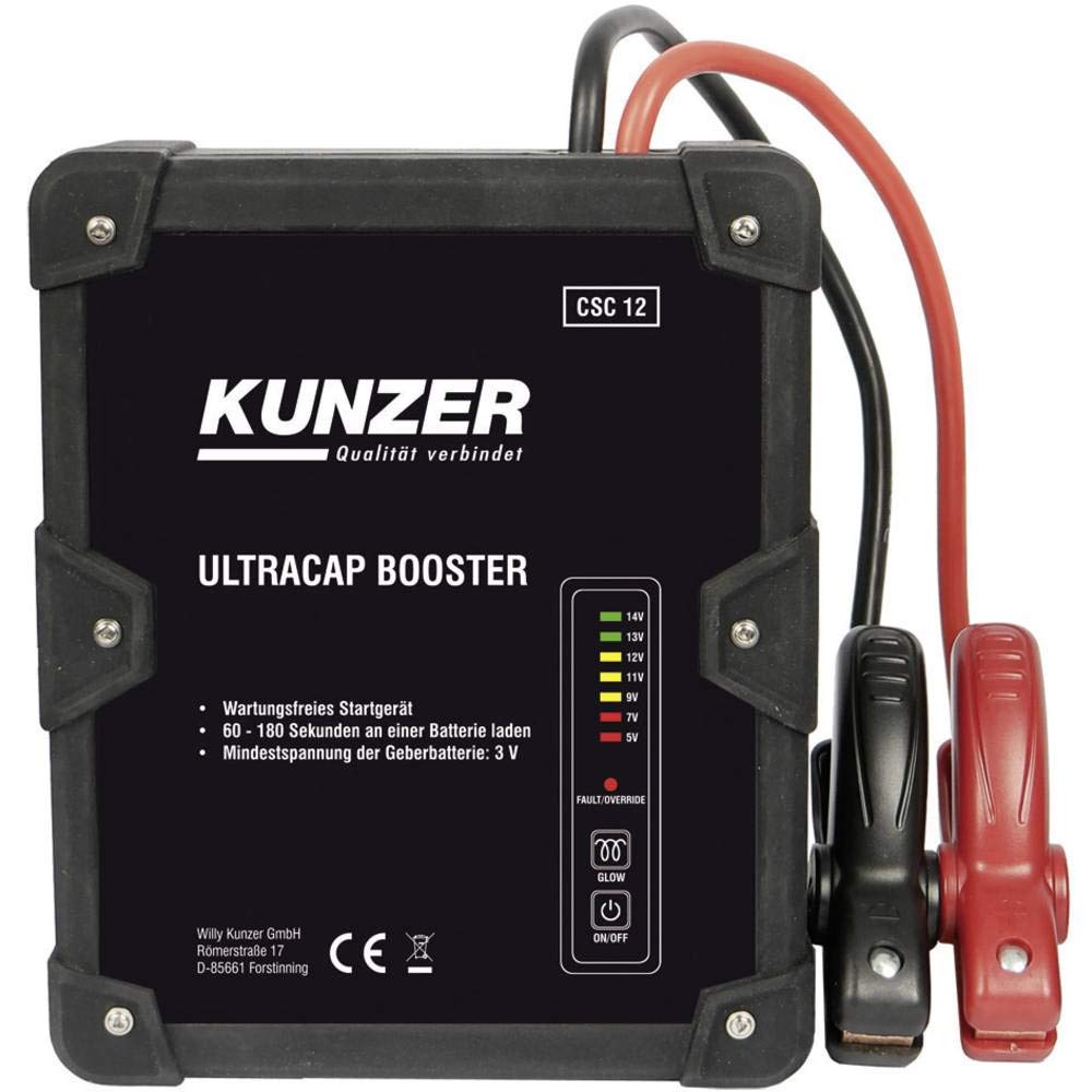 KUNZER CSC 12 Wartungsfreie Starthilfe 12V mit Ultrakondensatortechnik - Batterielos betriebenes Batterie-Startgerät von Kunzer