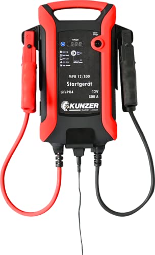 KUNZER MPB 12/800 Next Generation Profi-Startgerät LiFePO4 - Für 12V Auto-Batterie -4.000/800 A - inkl. Wand-Ladestation von Kunzer