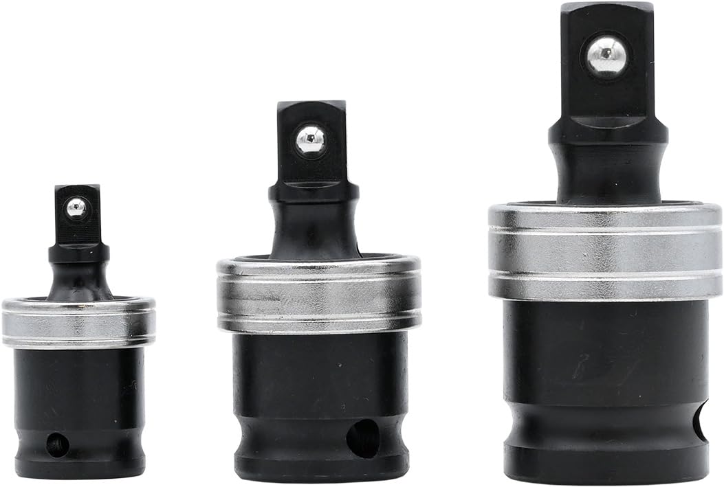 Kunzer 7AAS03 Antriebs-Adapter-Satz 1/4" - 3/8" - 1/2" mit 360° Gelenk, 3-teilig, Chrom-Molybdän-Stahl - Schlagschrauber-geeignet von Kunzer