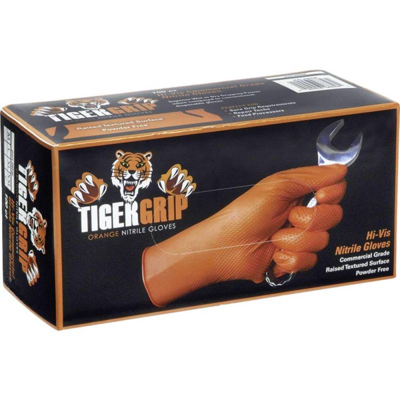 Kunzer TIGER GRIP S - chemieresistente Nitril-Einweghandschuhe orange - TIGER GRIP Größe S - 100 Stück von Kunzer