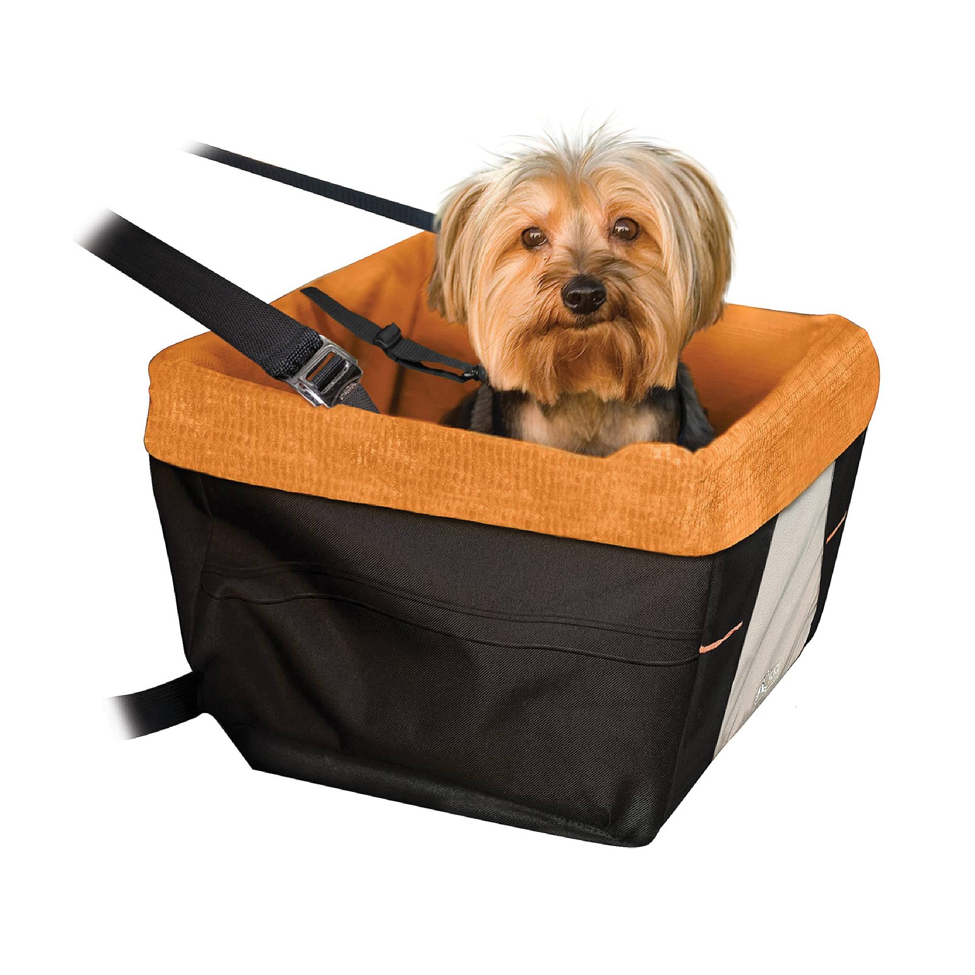 Kurgo Skybox Hunde-Autositz, Sitzerhöhung für Hunde, Einfache Montage, Für Haustiere bis zu 9 kg empfohlen, Orange/Schwarz, K00044, schwarz/orange, Up to 25 lbs von Kurgo