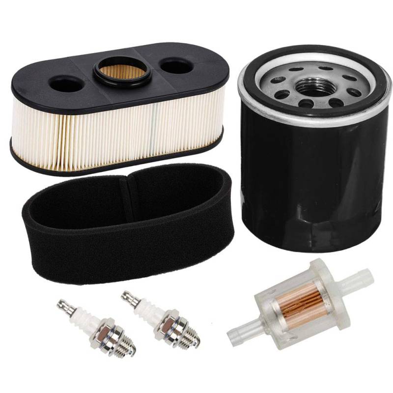 Kurihina Kompatibel mit 11013-7031 Luftfilter mit Vorfilter 49019-0027 Kraftstofffilter 49065-7010 Ölfilter Zündkerze Tune Up Kit Passend für Kawasaki FH580V FH381V Rasenmäher von Kurihina