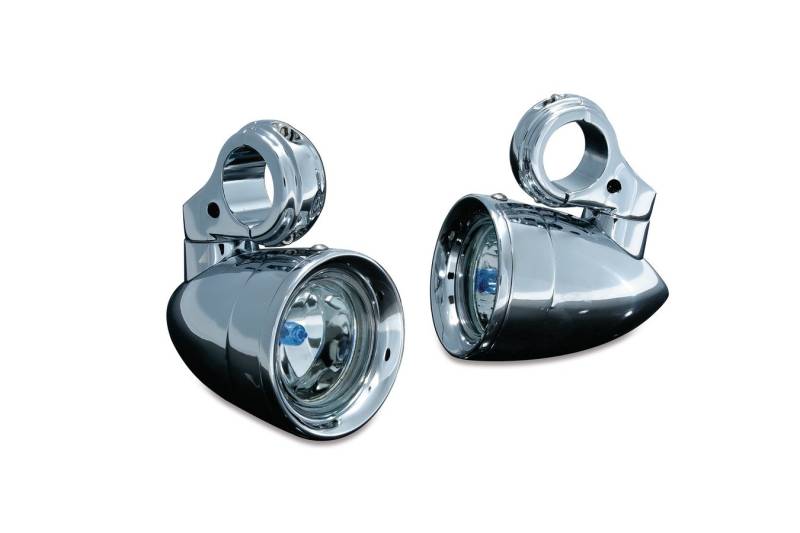 Kuryakyn 5019 Motorrad-Beleuchtungszubehör: Motorschutz-montierte Fahrlichter, universelle Passform für 3,8 cm Motorschutz/-schläuche, Chrom, 1 Paar von Kuryakyn