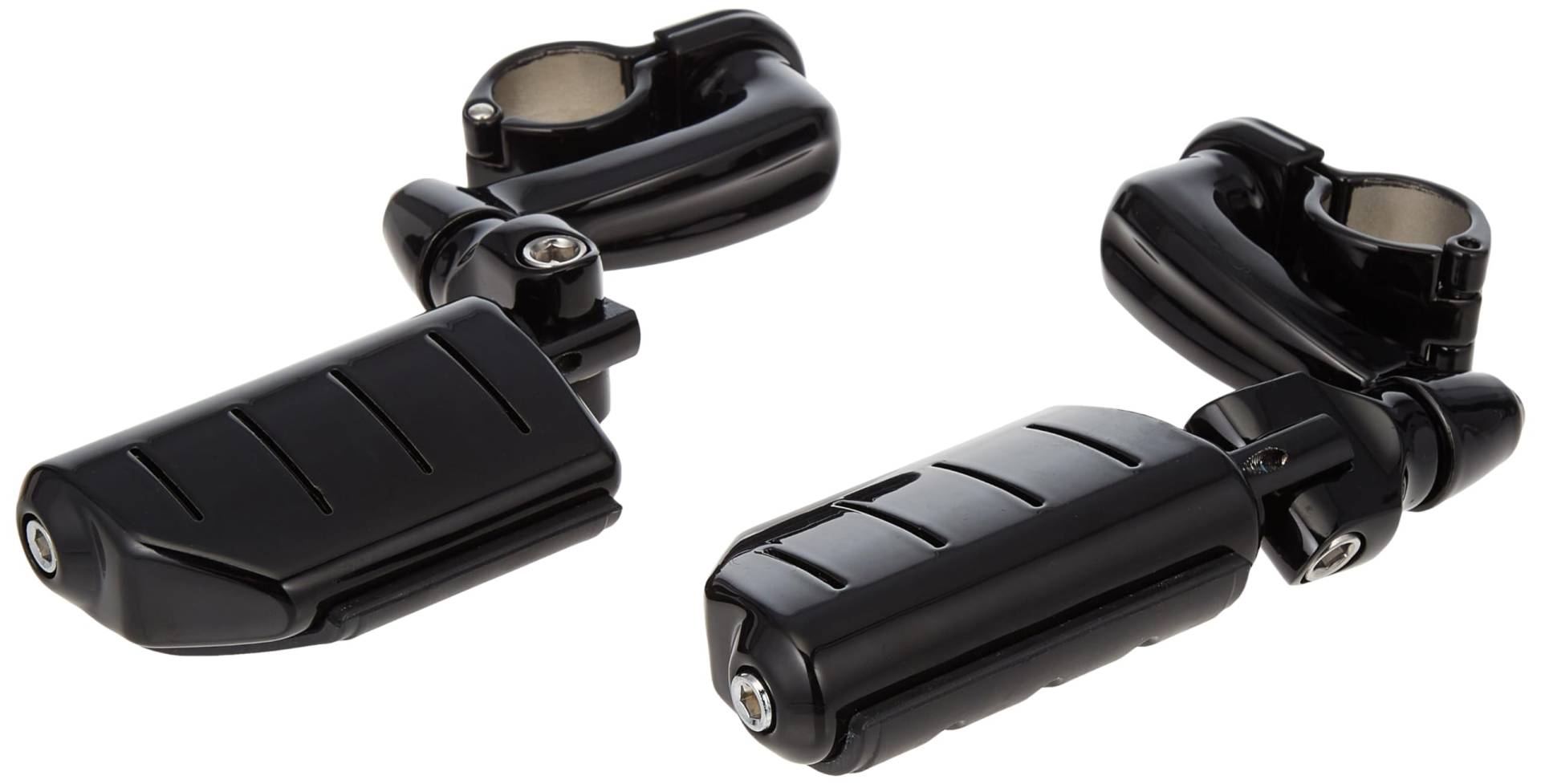 Kuryakyn 7599 Motorrad-Fußsteuerung: Longhorn Offset Dreizack Dually Highway Pegs mit Magnum Schnellklemmen für 3,8 cm Motorschutz/Schläuche, glänzend schwarz, 1 Paar von Kuryakyn