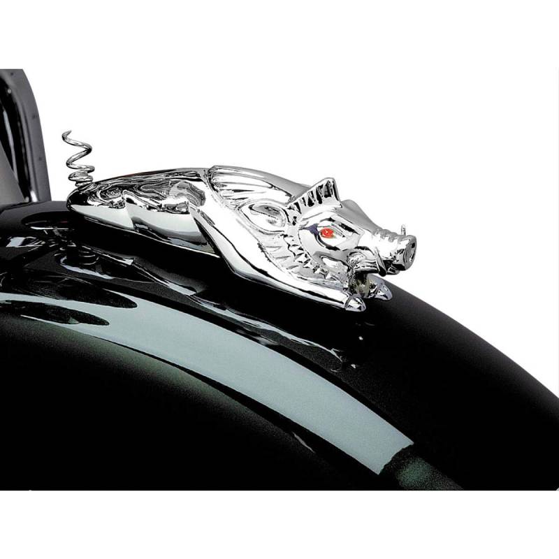 Kuryakyn 9022 Motorrad Accent Zubehör: Front-Fender Wildschwein Ornament mit beleuchteten Augen, universell passend für 12V Anwendungen, Chrom von Kuryakyn