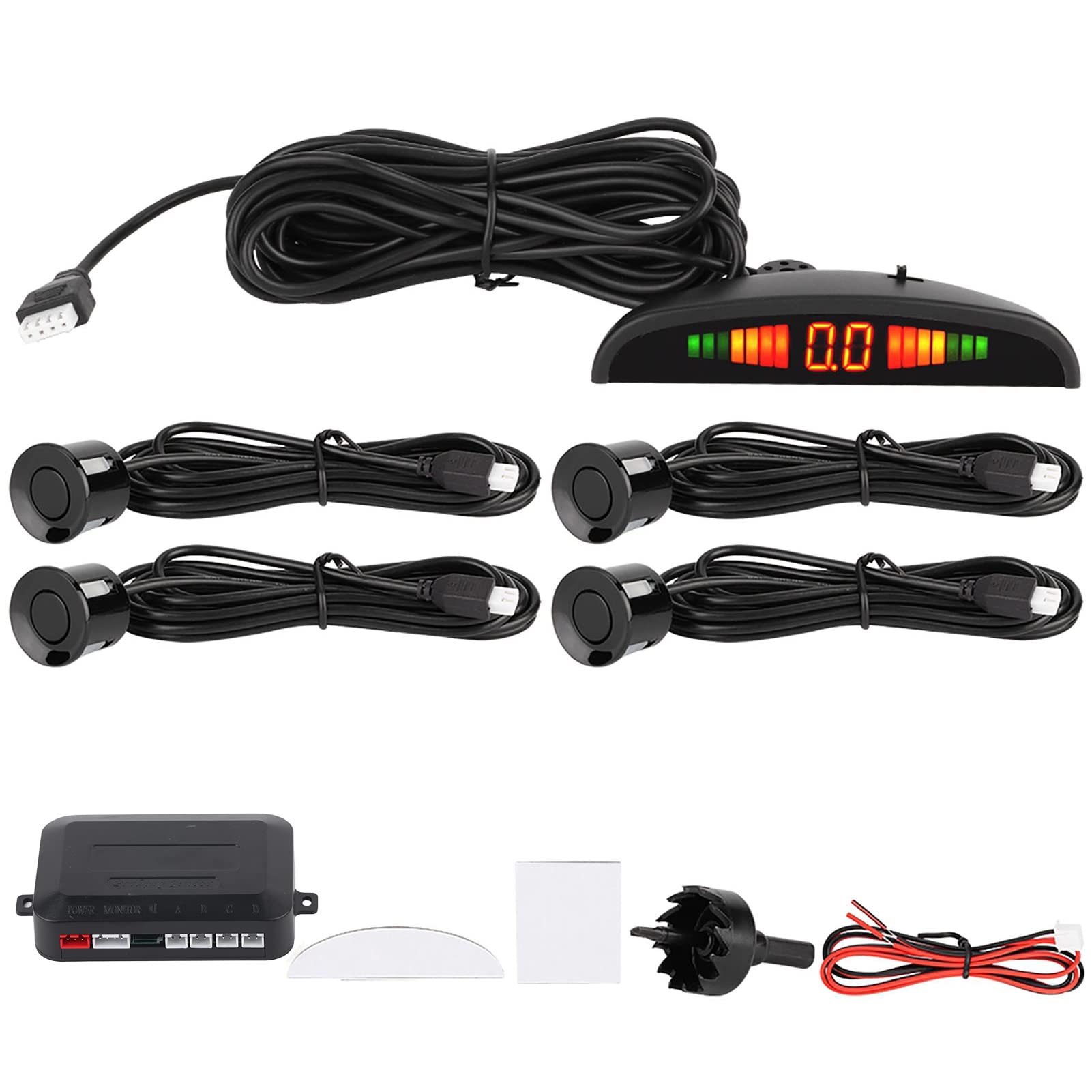 Kuuleyn Car Reverse Image, DC 12 V 4 Parksensoren Car Reverse Backup Heckradar System Sound Alarm für Universal von Kuuleyn