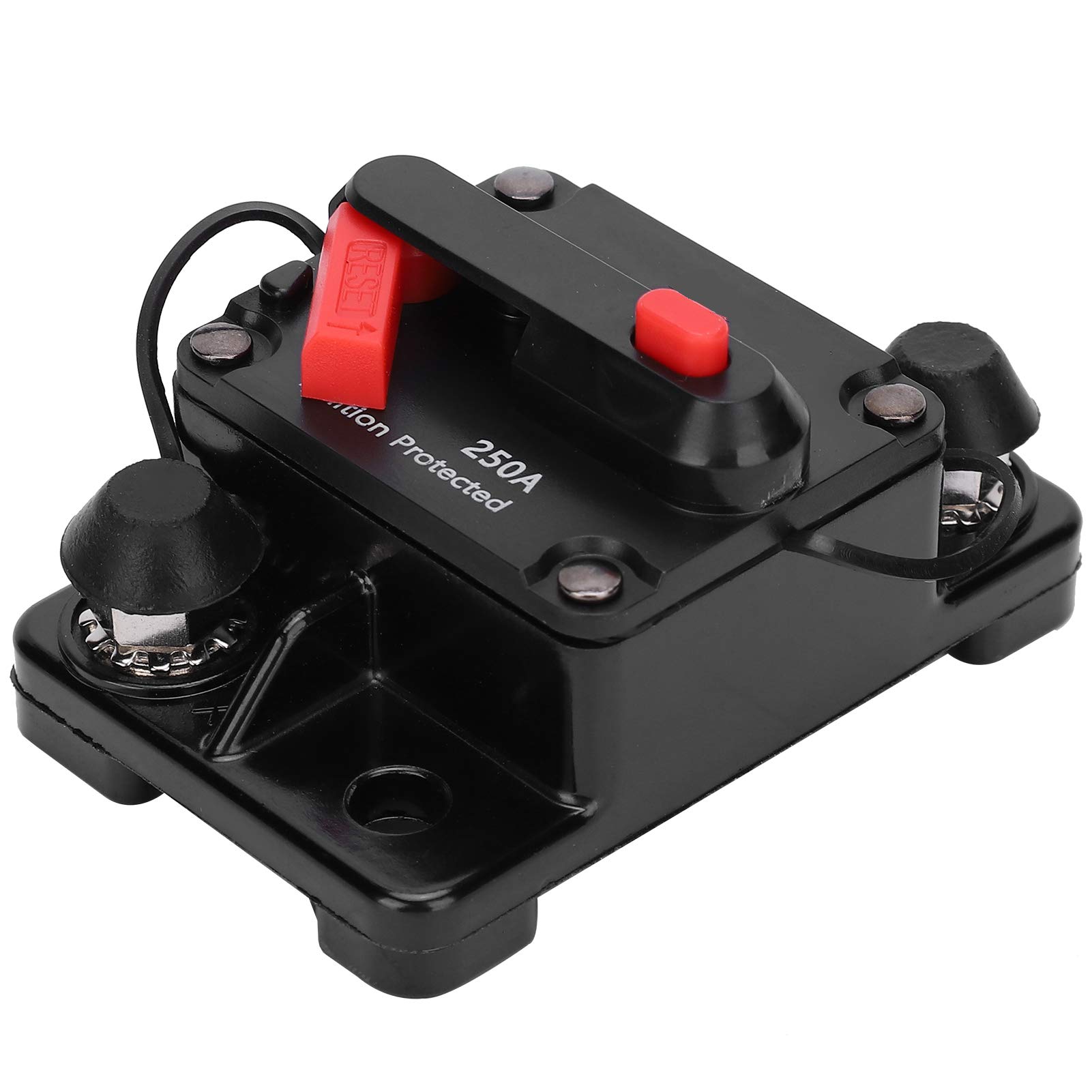 Kuuleyn Leistungsschalter, Auto-Stereo-Audio-Leistungsschalter, Unterbrecher-Auto-Reset-Halter, Kupfer, wasserdicht, automatischer Schalter, Rot, DC12–42 V (250A) von Kuuleyn