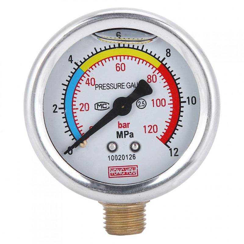 Kuuleyn Manometer, mit Glycerin gefülltes Manometer, ölgetaucht passend für 30/40/60 Pumpentyp G1/4 Manometer DN8 Landwirtschaftsbedarf von Kuuleyn