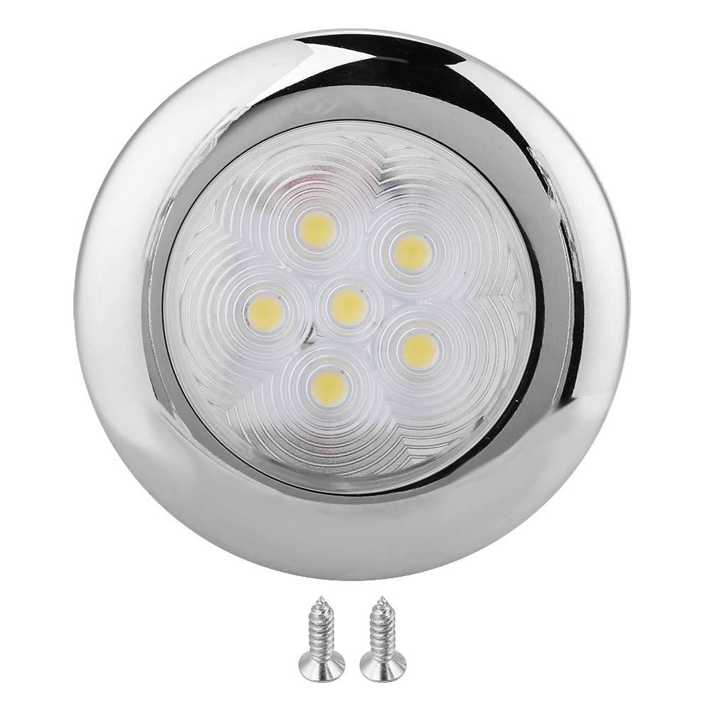 Kuuleyn Marine-LED-Innenkuppelleuchte, Marineboot, Yacht, 6 LED-Lichtkuppelleuchte, Lampe, 12 V DC, Edelstahl, Weiß für Boot, LKW, Wohnmobil, Anhänger von Kuuleyn