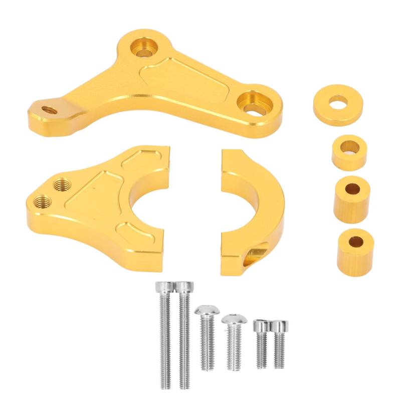 Kuuleyn Motorrad-Lenkungsdämpfer-Stabilisatorhalterung, verstellbare Aluminiumlegierung, leicht, für XMAX300 2014 bis 2017, schwarze Reitausrüstung (Gold) von Kuuleyn