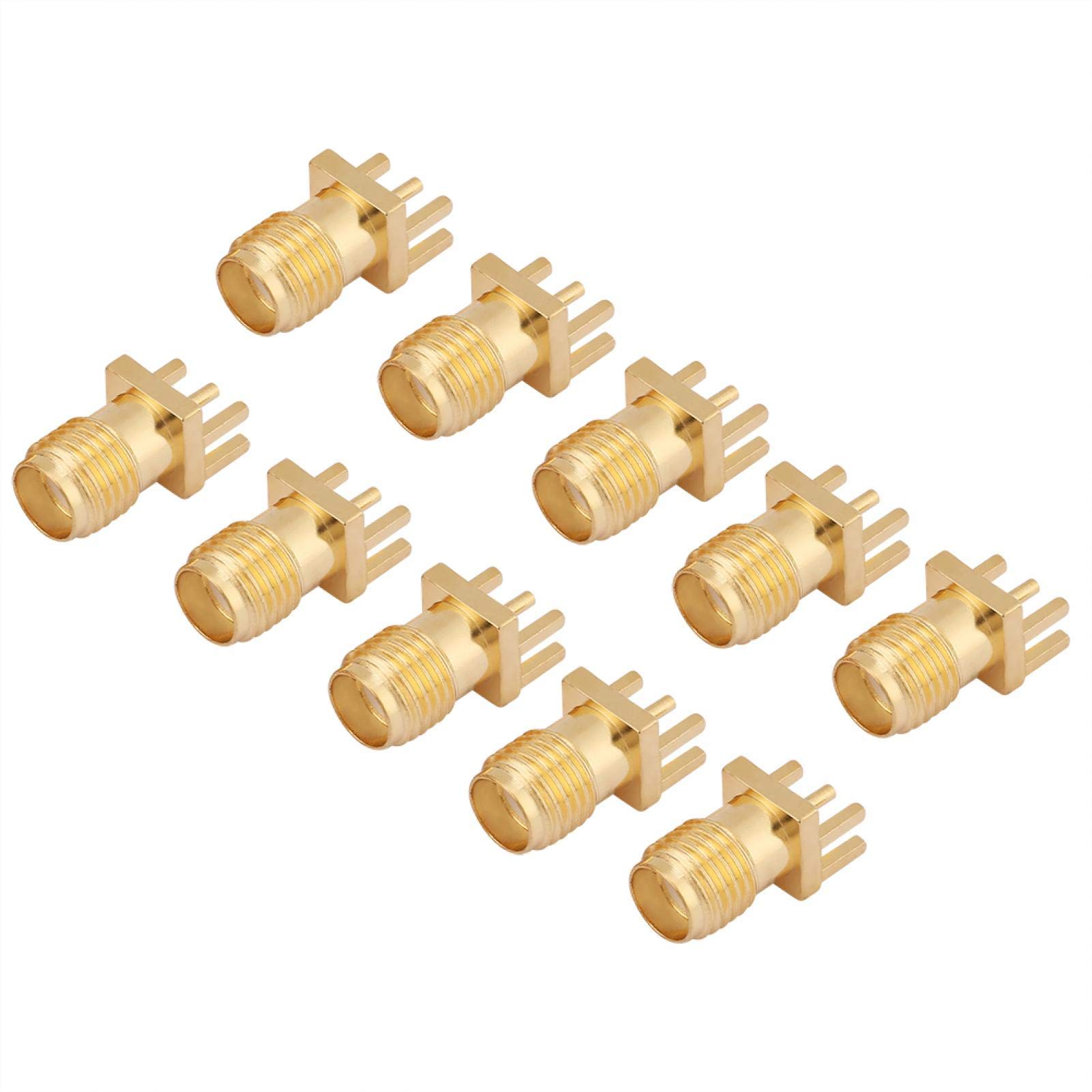 SMA-Buchse SMA-Buchse Buchse, 1,6mm Pitch SMA-Stecker, Sma Verteiler, 10 Stück Messing SMA-Buchse Buchse Buchse PCB Mount 50 Ohm RF-Stecker von Kuuleyn