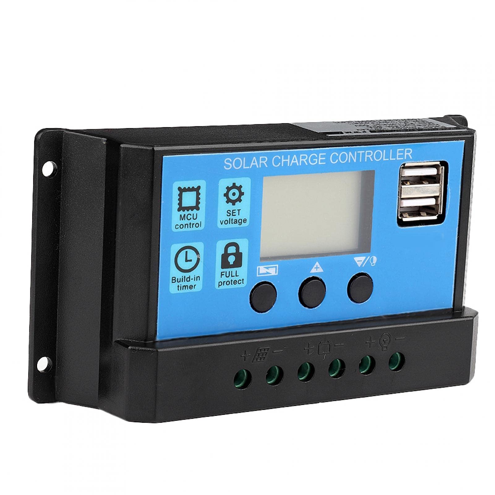 Solarladeregler, 60A / 50A / 40A / 30A / 20A / 10A 12V 24V Auto Solarladeregler PWM-Controller Einstellbarer LCD-Display-Controller mit zwei USB-Anschlüssen (30A)(60A) von Kuuleyn