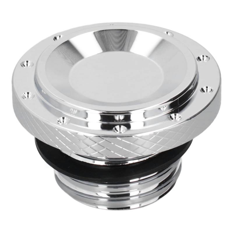 Tankdeckel, Abdeckung Crown Style Reservoir Aluminium Oil Cap Style Rechtsgewinde für Softail 2000 2017 XL 1992 2023 1992 2017 Touring Road King (Silver Plated) von Kuuleyn