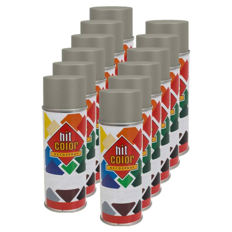 Kwasny 12X Hitcolor Lackspray Lack Spray Spraylack Kieselgrau RAL 7032 400 Ml von Kwasny