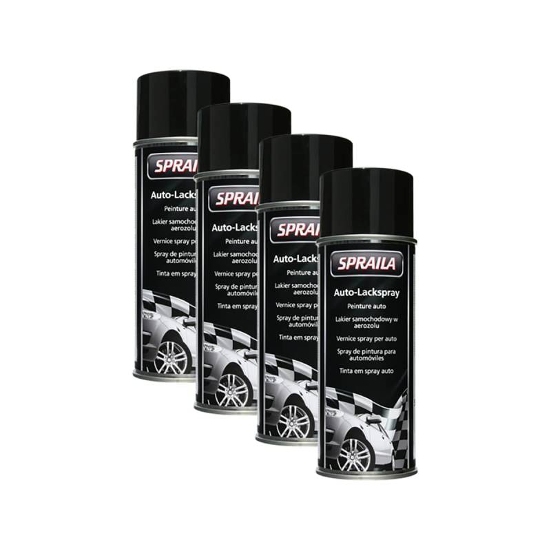 Kwasny 4X 300 905 Auto-K SPRAILA Spraila Lackspray schwarz Glanz 500ml von Kwasny